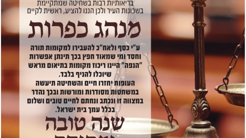 מנהג כפרות בערב יום הכיפורים ה'תשפ"ו